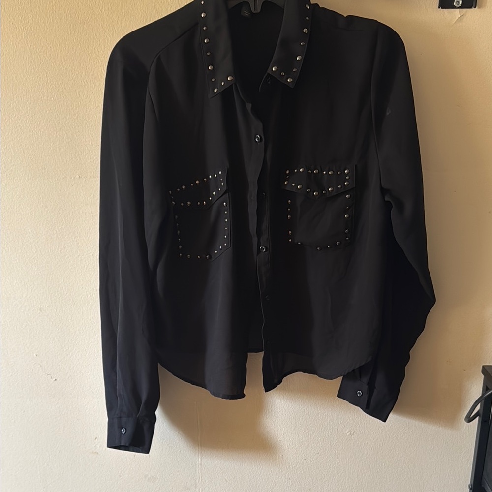 Wild Fable Black Studded Button Down Shirt
